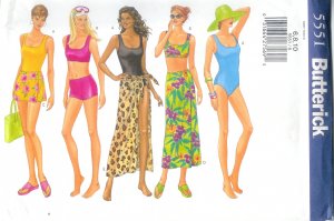 B5551 Butterick Pattern EASY Swimsuit & Cover up Misses Size 6,8,10
