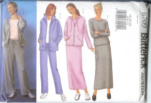 B6709 Butterick Pattern FAST & EASY Jacket, Top, Skirt, Pants Misses/Miss Petite Size 6, 8, 10