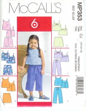 MP353 McCalls 6 EASY LOOKS Tops, Skorts, Shorts, Capri Pants Child/Girl CCE 3-4-5-6