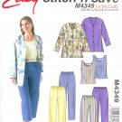 M4349 McCalls STITCH'N SAVE Unlined Jacket,Top,Pants, Capri Pants Misses/Miss Petite Size B 16-22