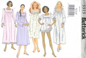 B3313 Butterick Pattern Nightgown Shorts Misses Size XS, S, M