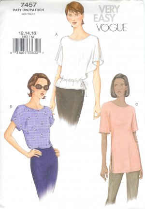 V7457 Vogue Pattern VERY EASY Top Misses Size 12, 14, 16