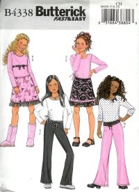 B4338 Butterick Pattern EASY Top, Skirt, & Pants Girls Size 12 -14 -16