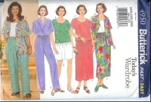 B4950 Butterick Pattern EASY Shirt, Top, Skirt, Shorts & Pants Womens Size 28W - 30W - 32W