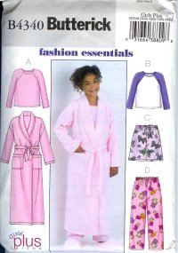 B4340 Butterick Pattern EASY Robe, Belt, Top, Shorts, & Pants PLUS Girl Size 7 - 14