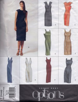 V2446 Vogue EASY OPTIONS Pattern Dress Miss Petite 6, 8, 10