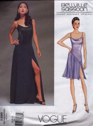 V2496 Vogue Pattern BELLVILLE SASSOON Dress Miss Size 8, 10, 12