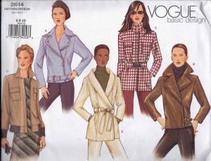 V2614 Vogue BASIC DESIGN Pattern Jacket Miss Size 12, 14, 16