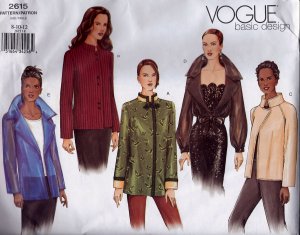 V2615 Vogue BASIC DESIGN Pattern Jacket Miss Size 14, 16, 18