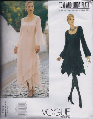 V1737 Vogue Pattern  TOM and LINDA PLATT  Fitted A-Line Dress Miss Size 6, 8, 10