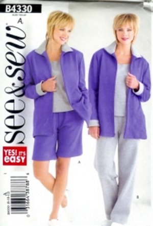 B4330 Butterick Pattern EASY Jacket, Top, Shorts, Pants PETITE Misses Size 14 - 16 - 18