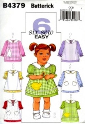 B4379 Butterick Pattern 6 Sew Easy Pinafore and Dress Toddler Size 1-2-3-4
