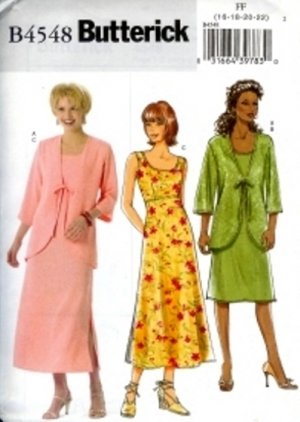 B4548 Butterick Pattern Jacket and Dress Miss Petite Size 16-18-20-22