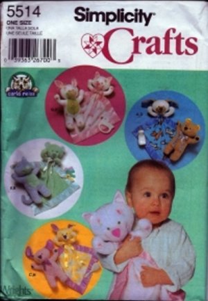 S5514 Simplicity Pattern STUFFED ANIMALS and BLANKETS by CARLA REISS