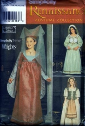 S9836 Simplicity Pattern RENAISSANCE Costume by ANDREA SCHEWE Girl Size 7-14