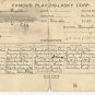 Famous Players Lasky Studio 1923 Payroll 8x5 Card