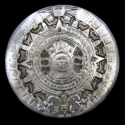 Ancient Aztec Inca Maya plaque Silver Finish sculpture