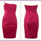 KAREN MILLEN Signature Stretch Satin Cocktail Party Dress Fuchsia Pink Uk6 DL235