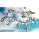Mermaid Starfish Shell Silver Charms Bracelet
