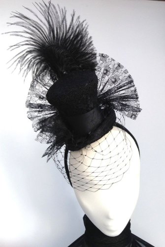 Black mini top hat Victorian riding hat
