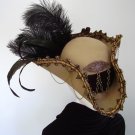 Beige & gold steampunk cockade tricorn hat-De Reggio