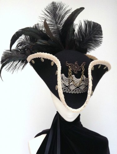 Captain Tiberius Steampunk Neo Medieval  cockade Tricorn