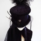 Raven's tale black velvet neo Victorian mourning riding hat