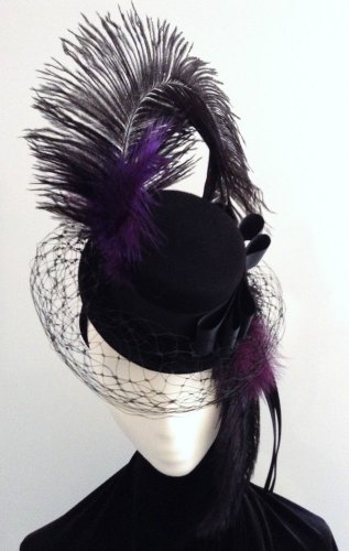 Lady Belgrade black and purple mini top hat fascinator