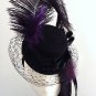 Lady Belgrade black and purple mini top hat fascinator