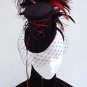 Burlesque Moulin Rouge Victorian Ladies Mini corset hat Fascinator - Black Fire