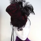 Victorian Ladies Mini Tea Top Hat Burlesque ROUGE Fascinator