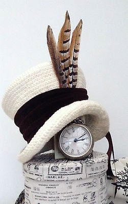 Mr Sandman Victorian Steampunk mad hatter hat - burning man cream & brown
