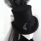 Lady Lucia Neo Victorian Goth black brocade Lace riding hat
