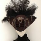 Key keeper brown & brass steampunk cockade tricorn hat