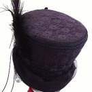 Ladies Black Lace Victorian Corset Hat & face veil