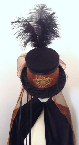 Steampunk copper & Brass riding top hat Lady Edmund