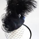 Black Lace Victorian Moulin Rouge Plumed fascinator
