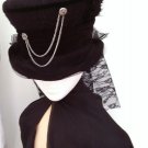Black hat - Lady Chained Gothic Victorian Black Lace corset riding hat