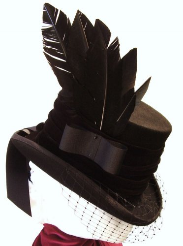 Miss A Raven Steampunk Gothic Black Top Hat