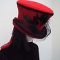 Ladies Red Hat - Red  Gothic Victorian Hunting Hat - Mad Hatter Top Hat