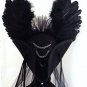 Hades Tricorn - Black winged Gothic cockade tricorn hat
