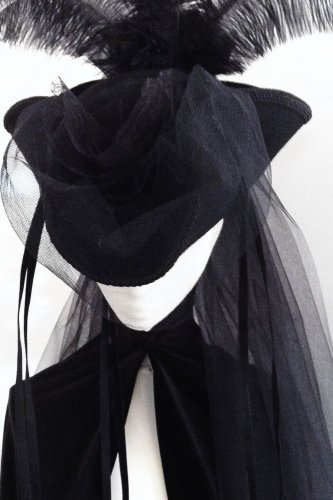 Black Hat Lady Fade's Bustle Tricorn Gothic Venice Masquerade
