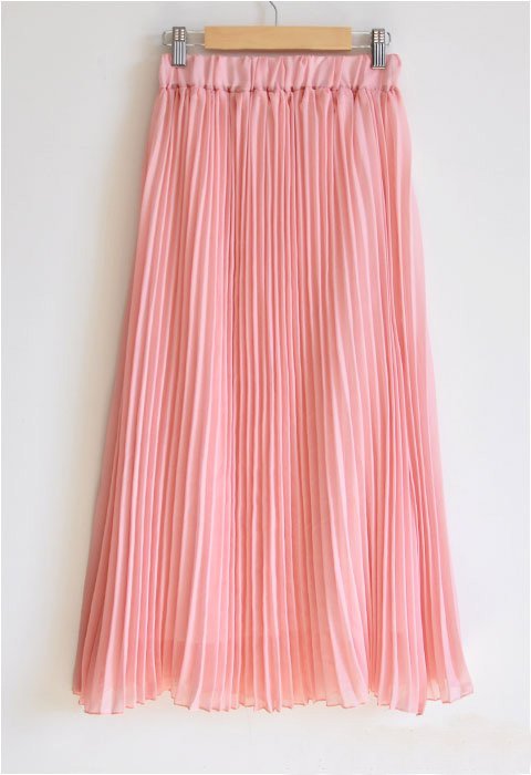 Pink - Fashion Women Spring Summer Chiffon Pleated Long Skirt Beach ...