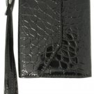 New Arrival! Crocodile Print Cell Phone Wallet/Wristlet-Shiny Black!