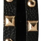 Very Cool Black Leather Wrap Bracelet with Gold Studs