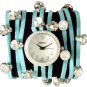 Spaghetti Strand Designer Inspired Geneva Wrap Watch-Turquoise