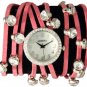 Spaghetti Strand Designer Inspired Geneva Wrap Watch-Melon!