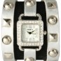 Square Faced Wrap Watch- All Stud Silver!