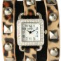 Square Faced Wrap Watch- All Stud Shiny Cheetah Print!