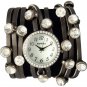 Spaghetti Strand Designer Inspired Geneva Wrap Watch-Black Leather!